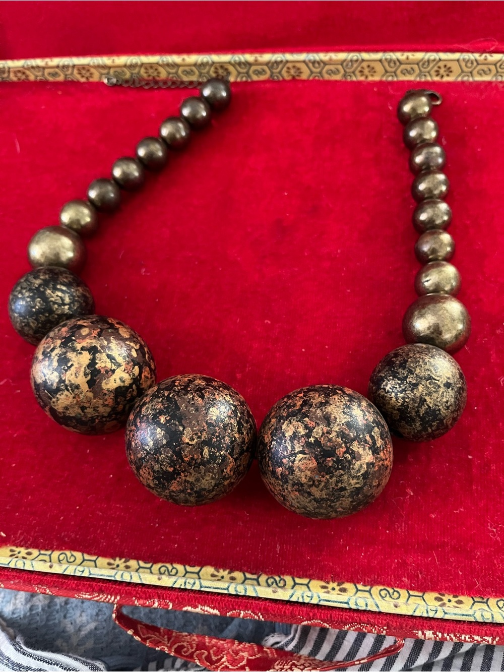 Antique-Inspired Gold and Black Beaded Statement Necklace